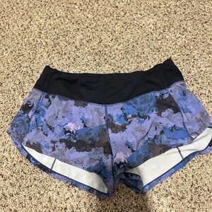 Blue camo lululemon speed up shorts - size 4